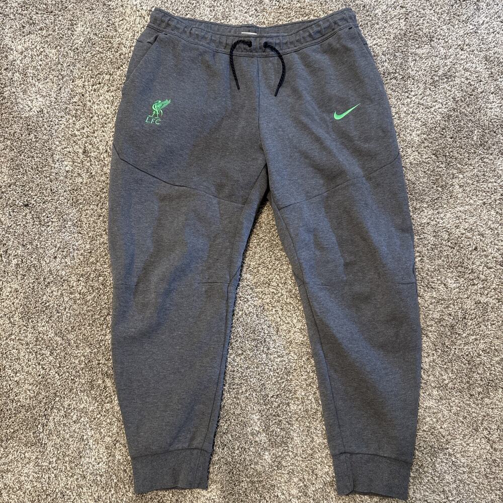 Nike Liverpool FC Tech Fleece Pants Gray Embroidered Joggers Men’s Sz 2XL Rare